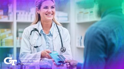 Pharmacist checking out a customer